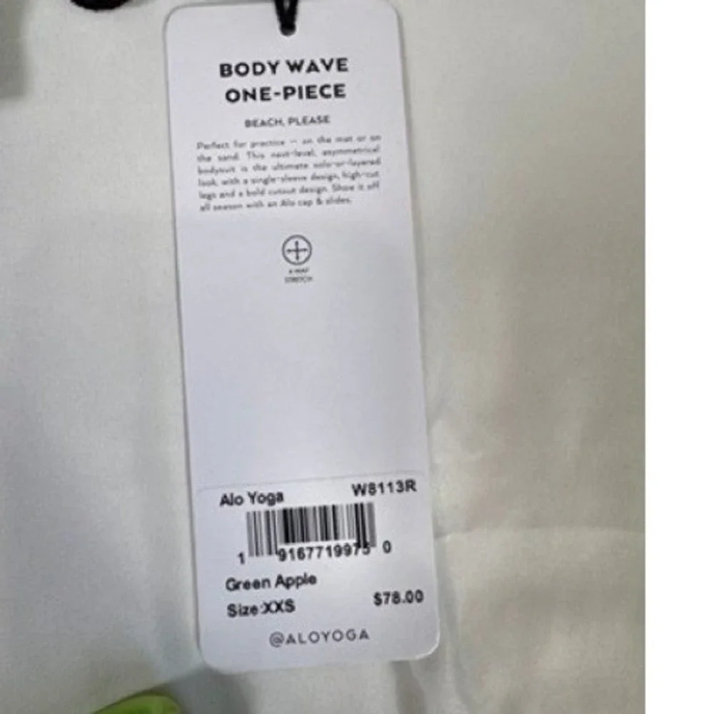 Alo Yoga Body NEW Apple Green Wave Cut out One-Piece Swimsuit XXS One Shoulder